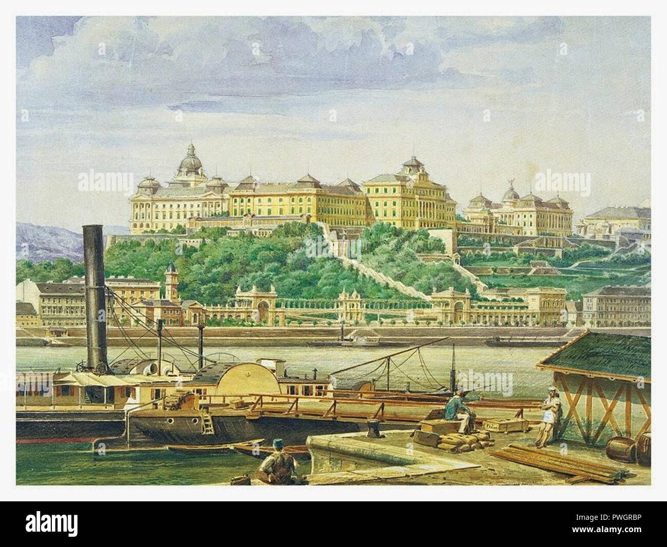 Budai vár a 19. század végén. Stock Photo