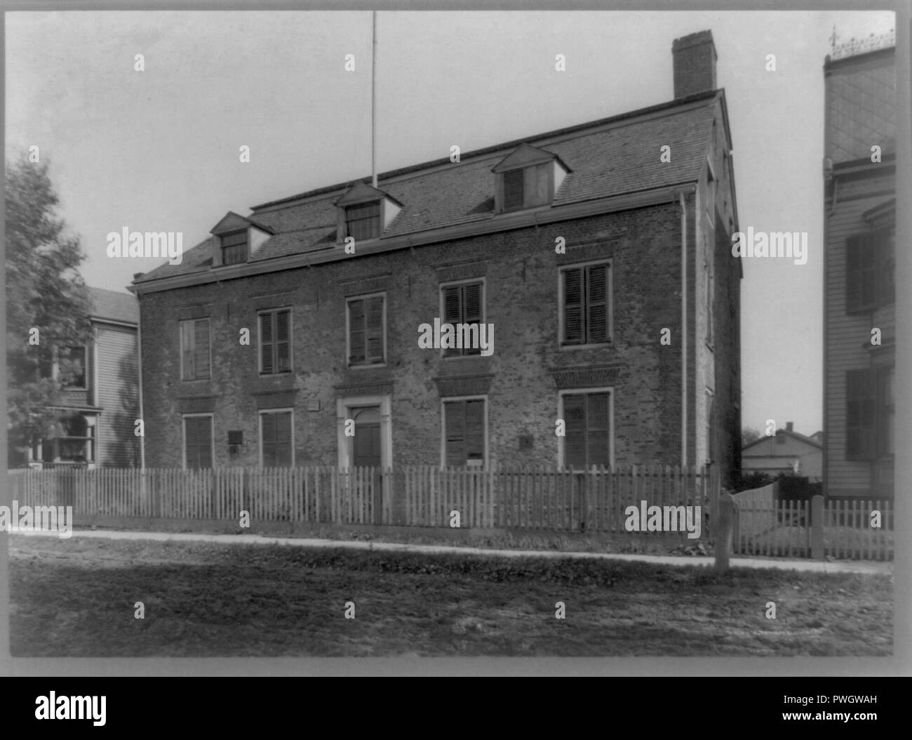 Building with closed shutters, Fort Crailo, Rensselaer, New York Stock
