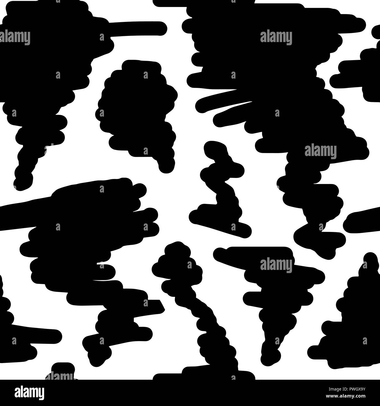 Seamless pattern. Abstract black lines stains on a white background ...