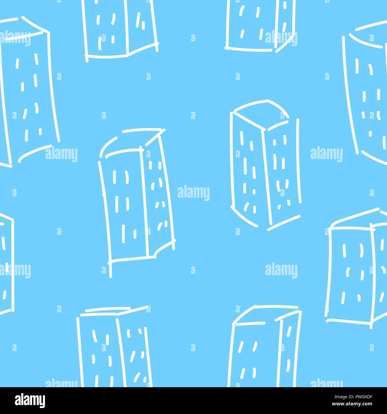 Seamless pattern. Multi-storey houses painted by hand. Stock Vector