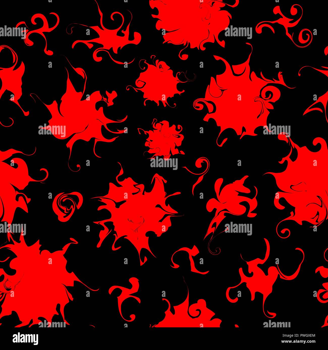 Seamless pattern. Red blots on a black background. Stock Vector