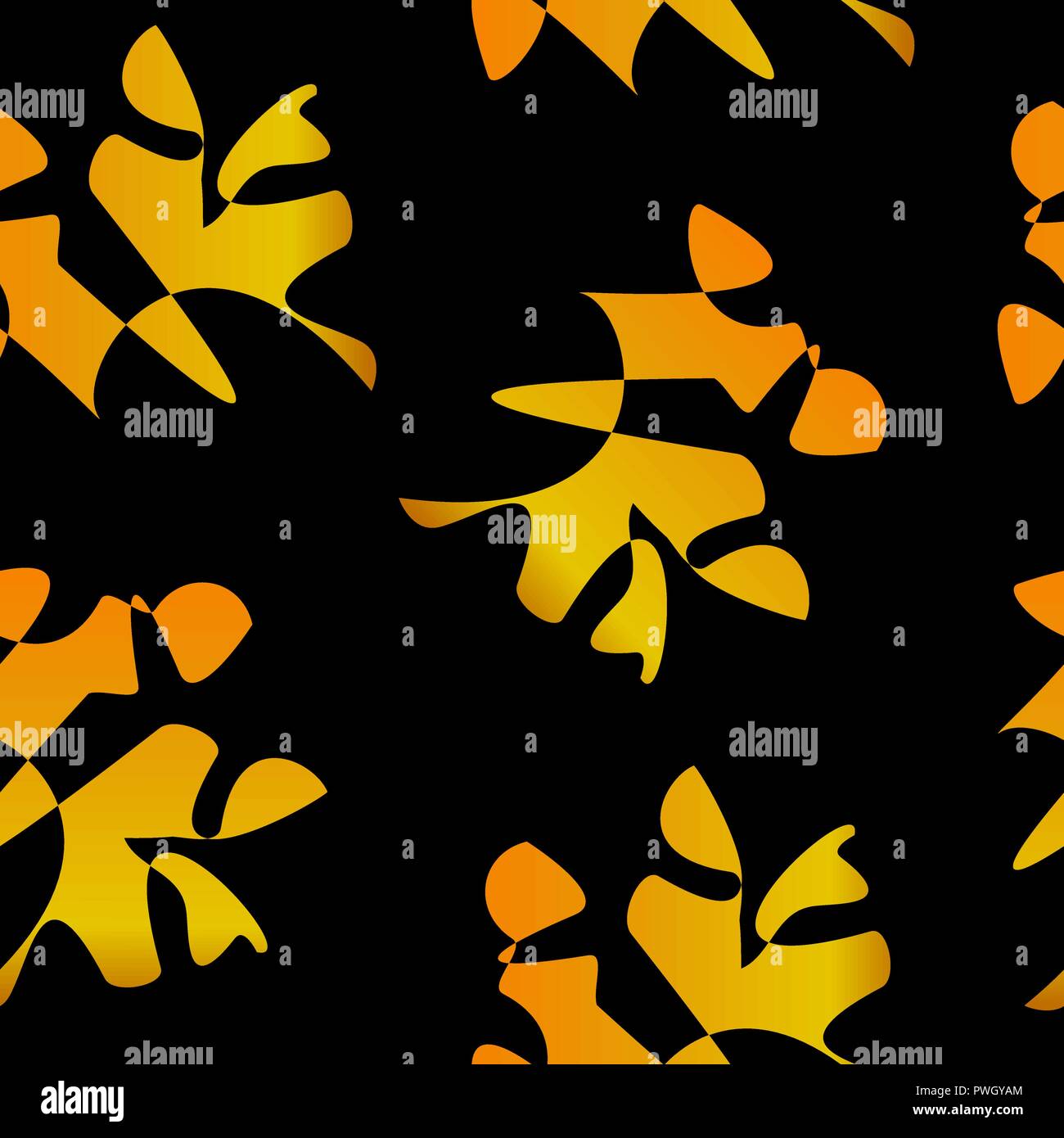 Seamless pattern. Golden iridescent abstract pattern on a black background. Stock Vector