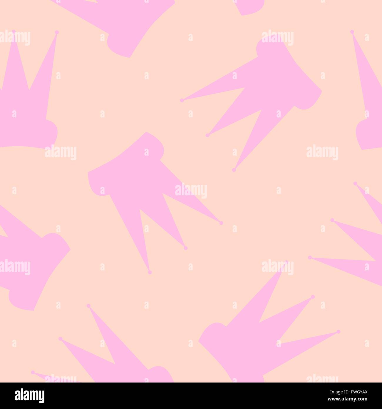 Seamless pattern. Black crown on an orange background. Stock Vector