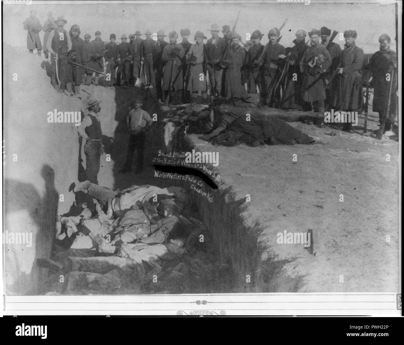 Burial of the dead at the battle of Wounded Knee, S.D. Stock Photo