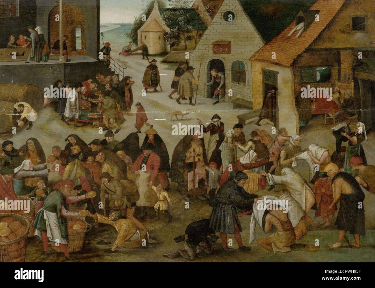 De Zeven Werken Van Pieter Brueghel de Jonge - De zeven werken van barmhartigheid (03 Stock