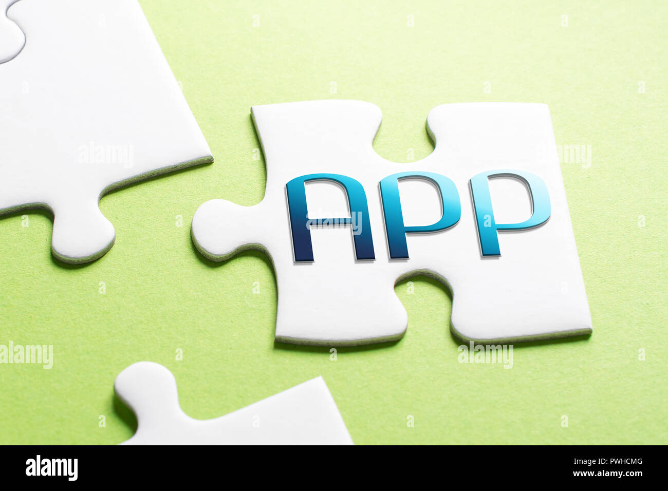 The Word App In Missing Piece Jigsaw Puzzle Stock Photo