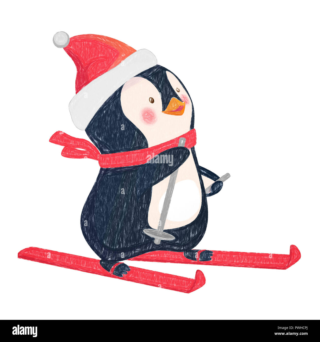 Cute penguin skiing on snow 1886511 Vector Art at Vecteezy