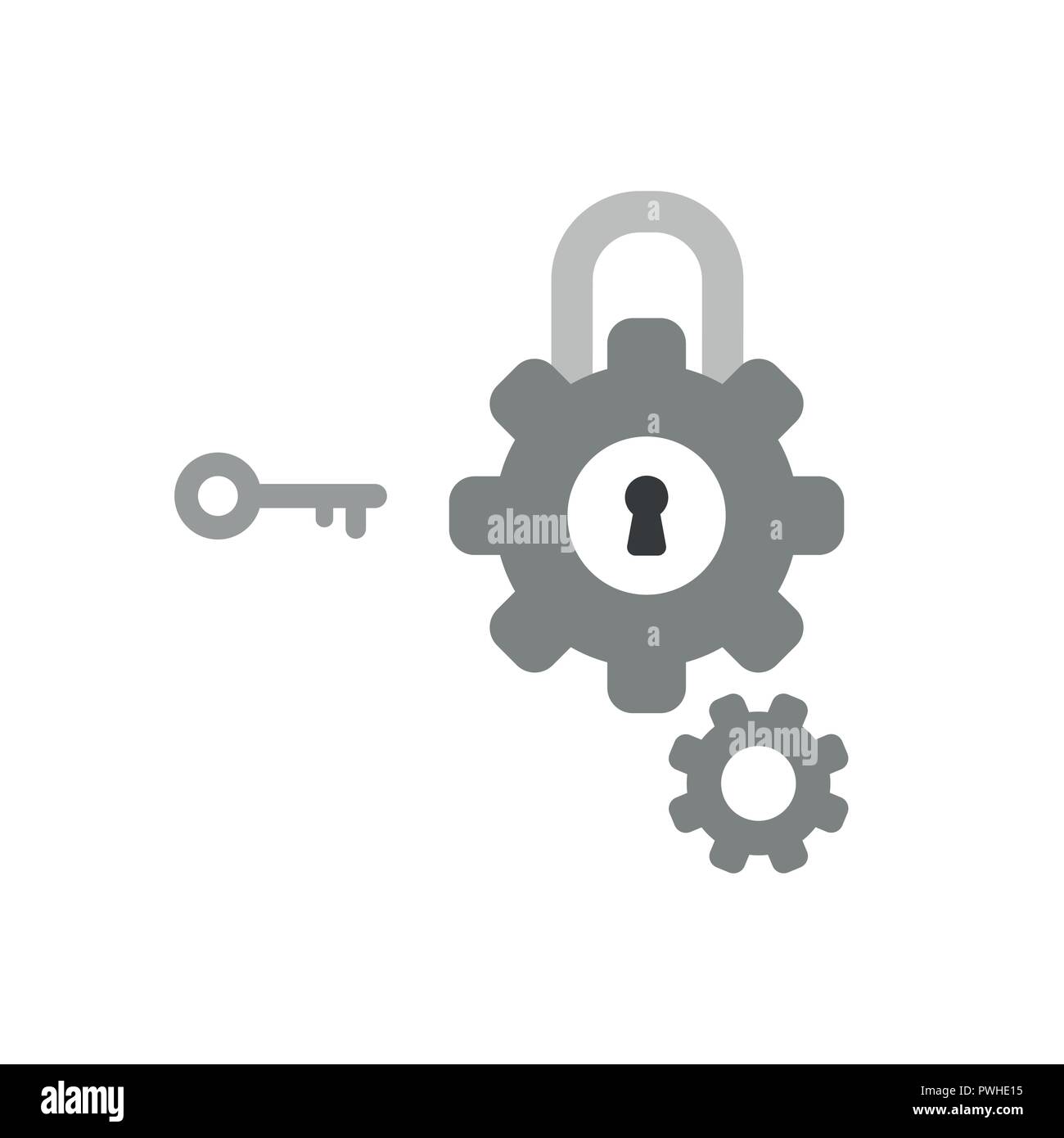 Vector illustration icon concept of gears with padlock , keyhole and ...