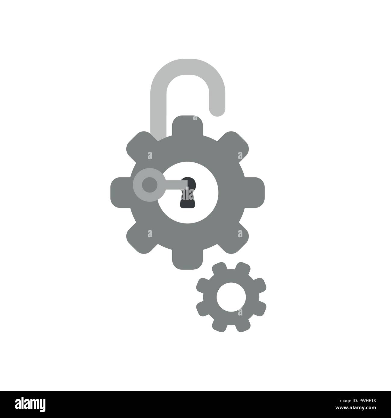Vector Illustration Icon Concept Of Gears With Padlock Keyhole And Key Unlock Stock Vector Image Art Alamy