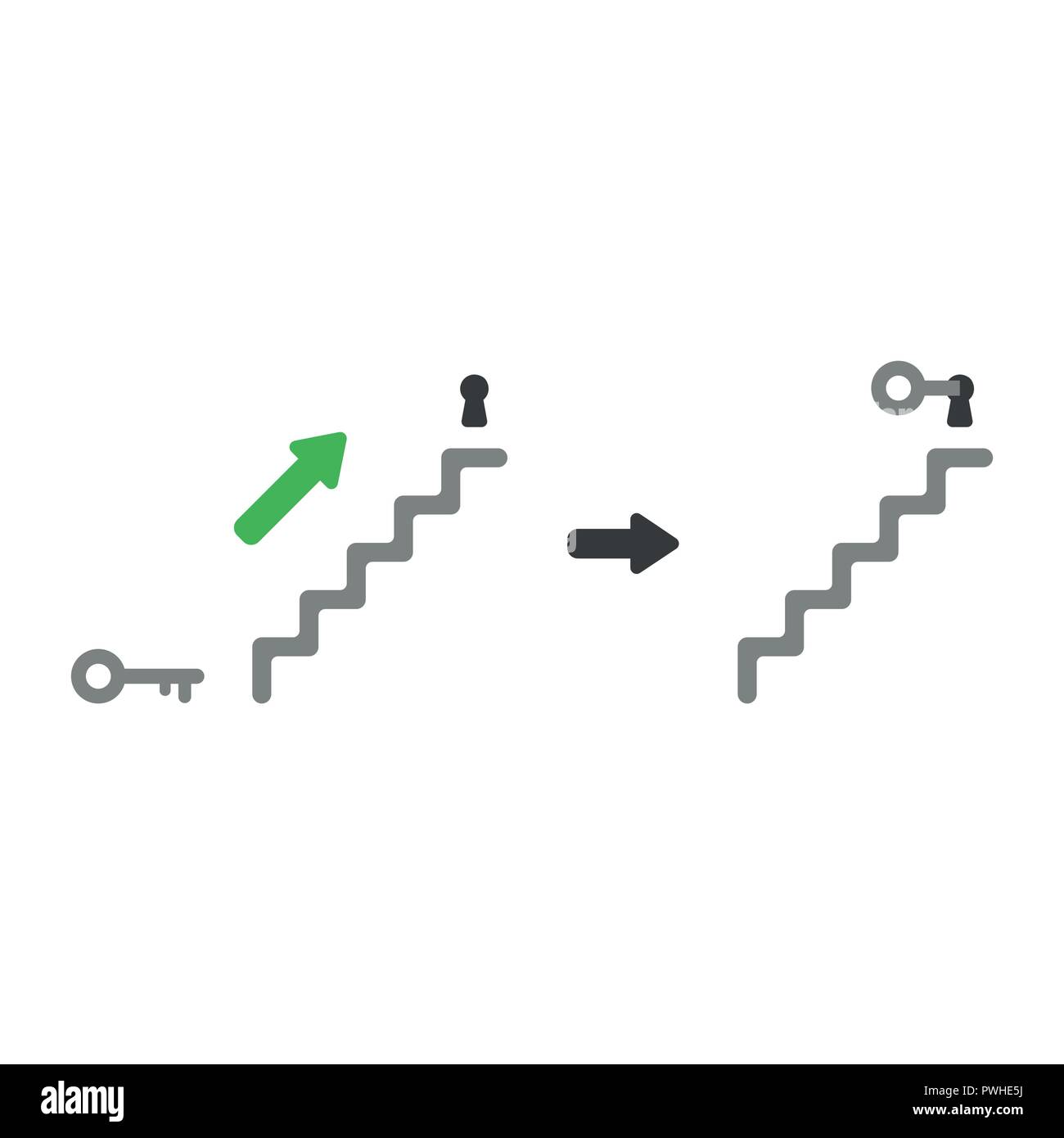 Vector illustration icon concept of key unlock or lock keyhole at top ...