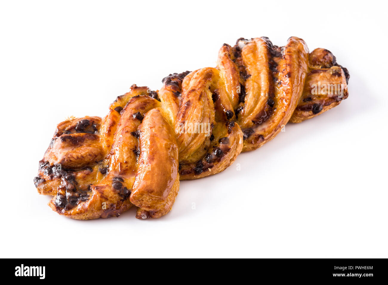 Homemade braid chocolate isolated on white background Stock Photo