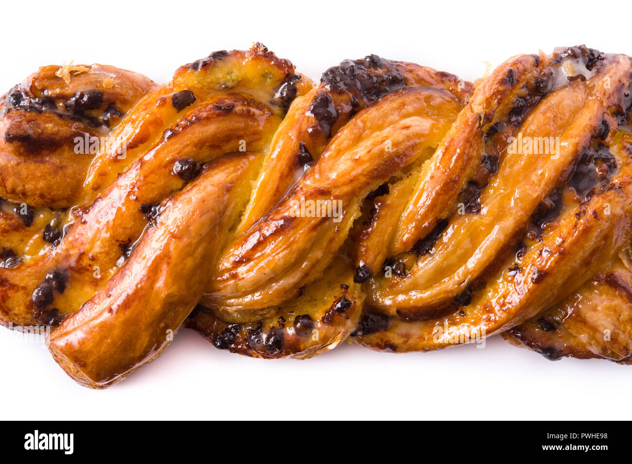 Homemade braid chocolate isolated on white background Stock Photo