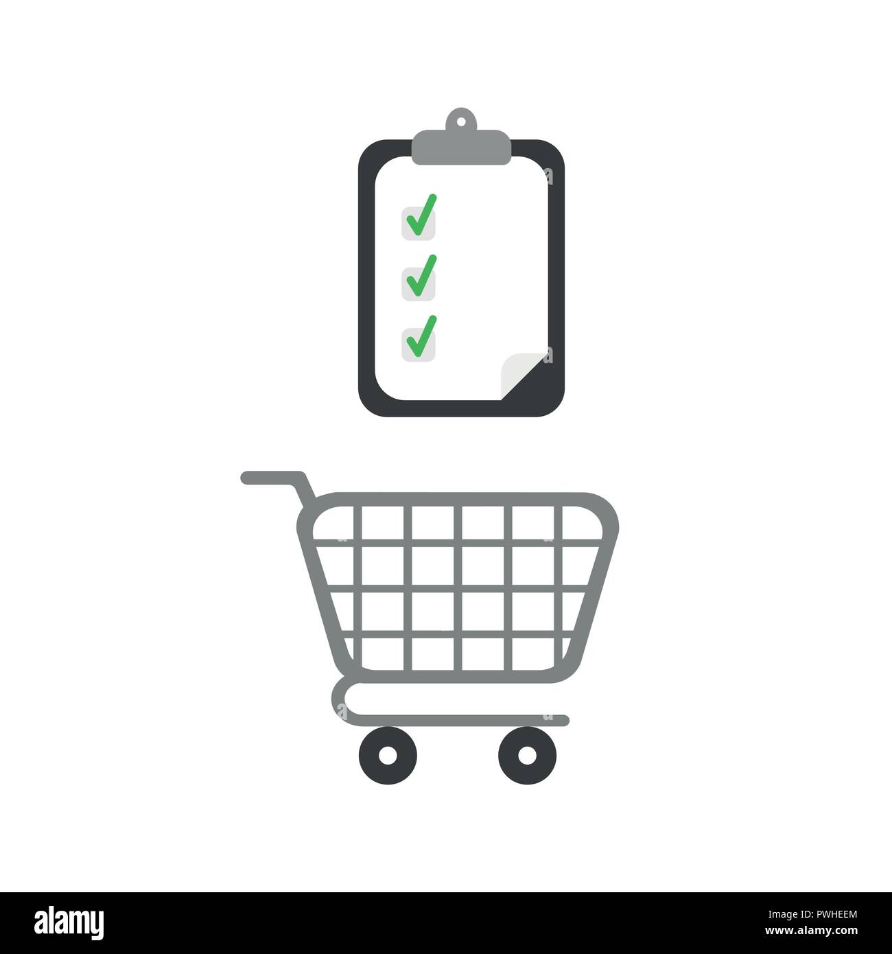 Vector illustration icon concept of shopping cart with clipboard and