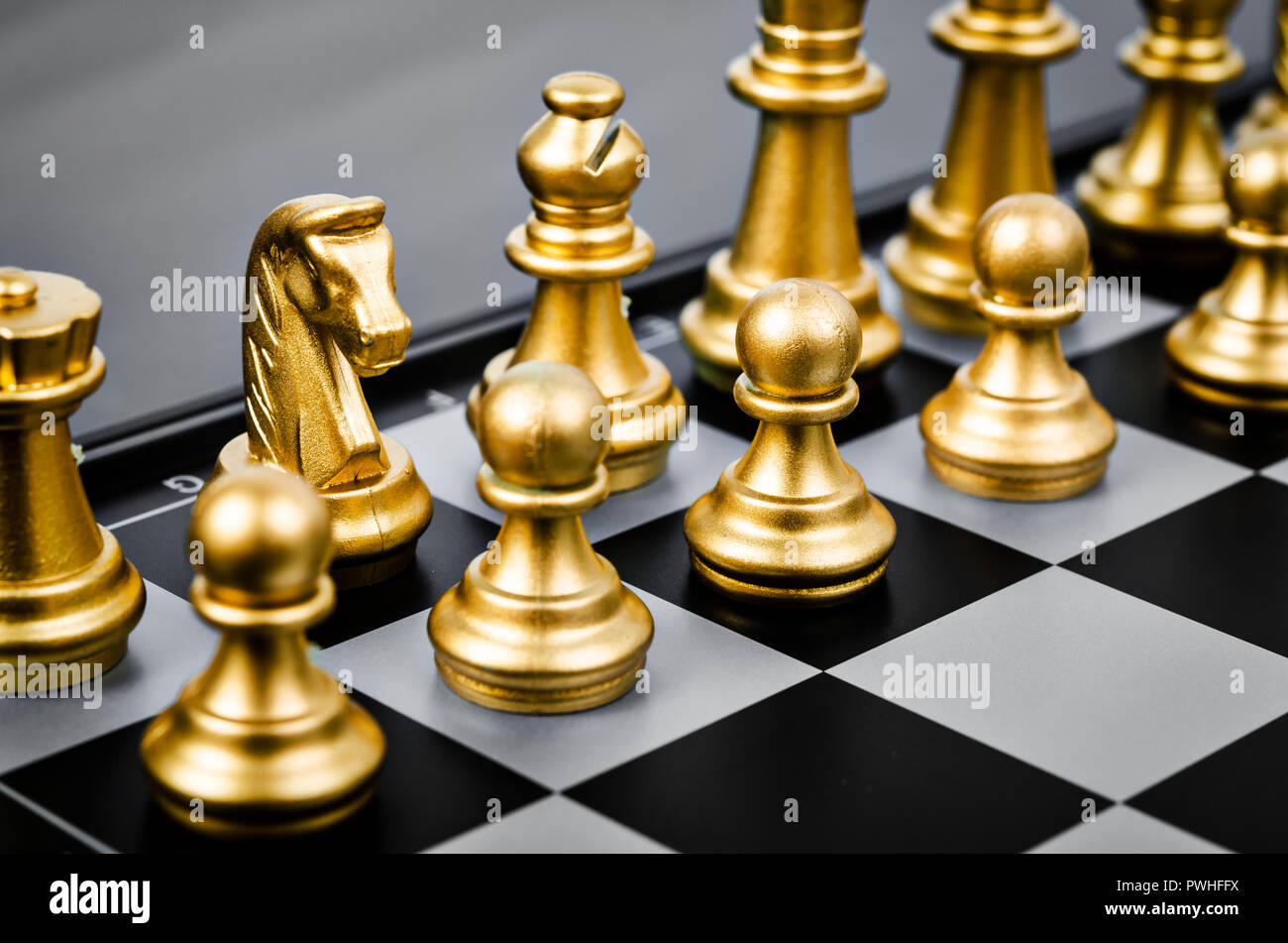 Golden Chess Board With Several White And Black Pieces On Top Background,  3d Chessboard With Chess, Business Concept, Rendered Illustration  Background Image And Wallpaper for Free Download
