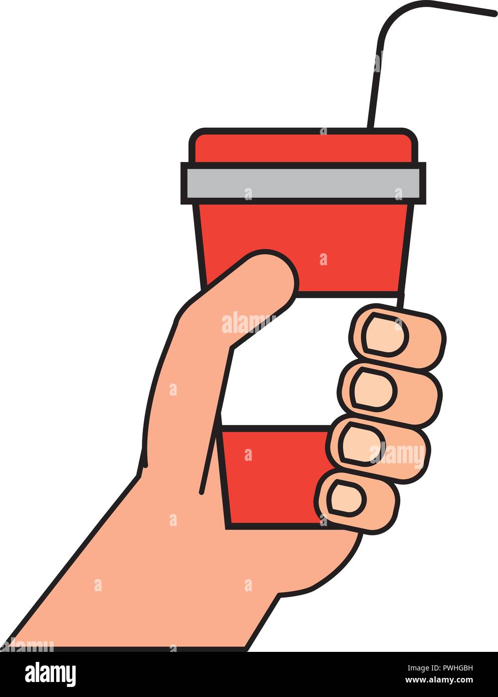 hand holding soda cup cinema movie vector illustration Stock Vector ...