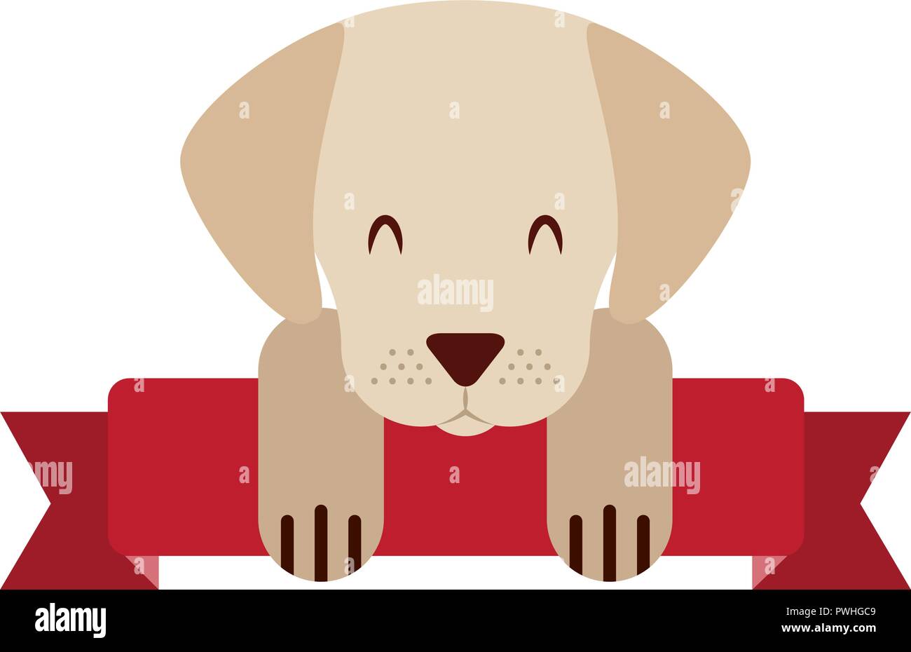 Dog Eating Ribbon cute mascot dog domestic ribbon vector illustration Stock Vector Image ...