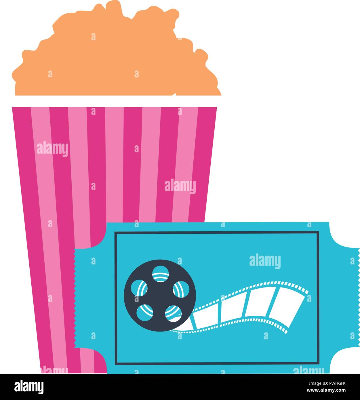 popcorn ticket cinema movie film vector illustration Stock Vector Image