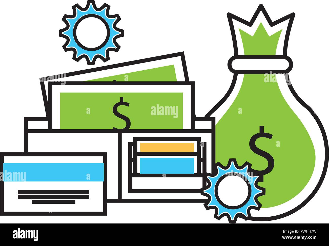 business money bag wallet banknote vector illustration Stock Vector ...