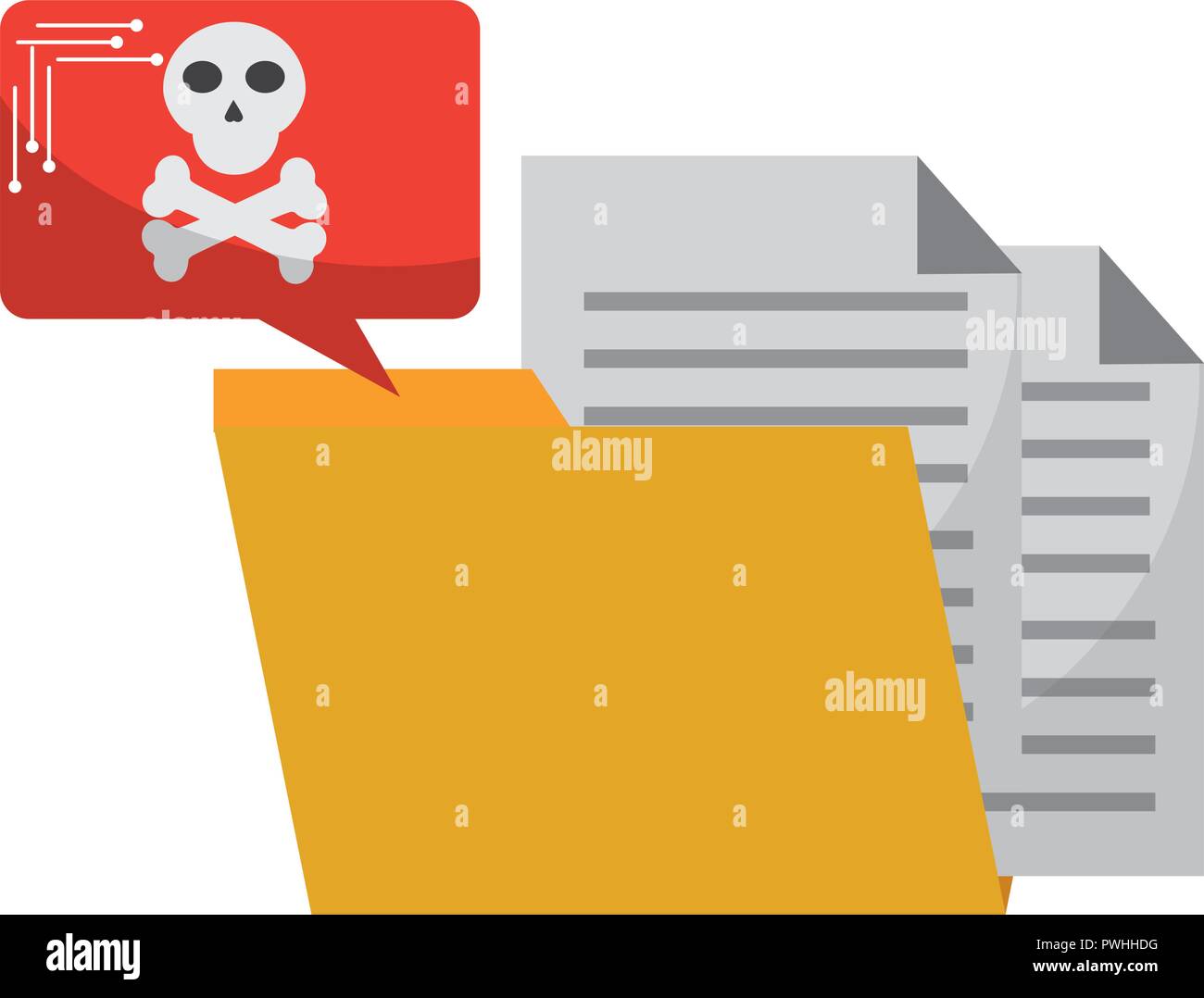 data protection folder file danger speech bubble vector illustration ...