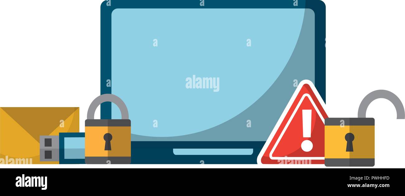 data protection tablet alert danger message vector illustration Stock Vector