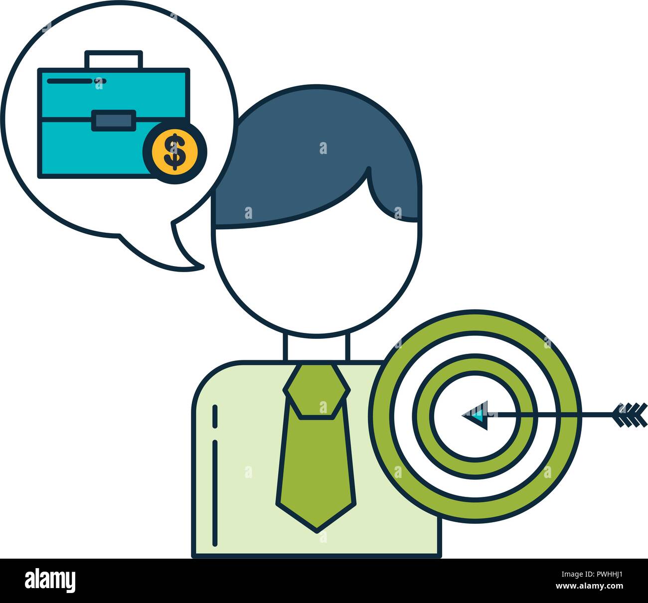 business character target briefcase speech bubble vector illustration