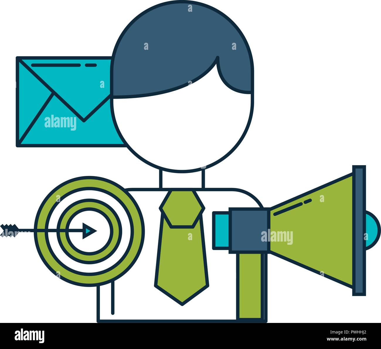 business character megaphone target email vector illustration Stock ...
