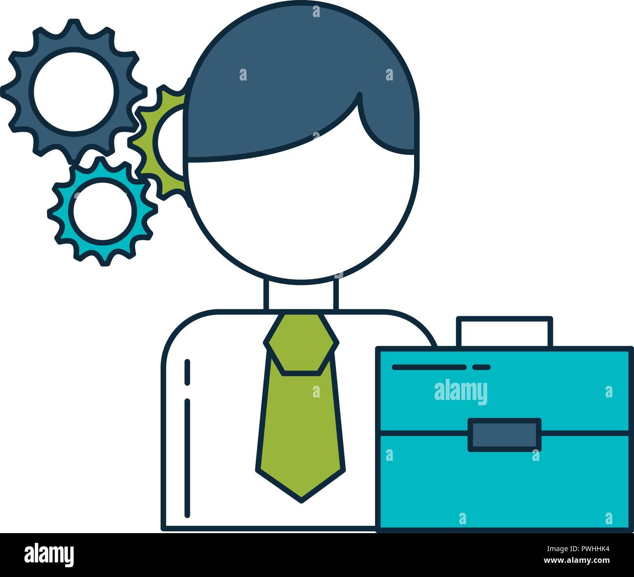 business character briefcase equipment work vector illustration Stock ...