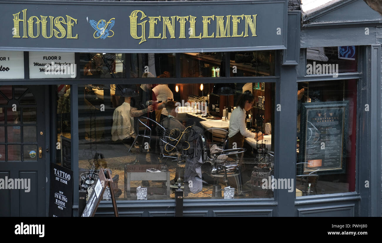 Barber Shop in Durham city in County Durham North East England Stock Photo