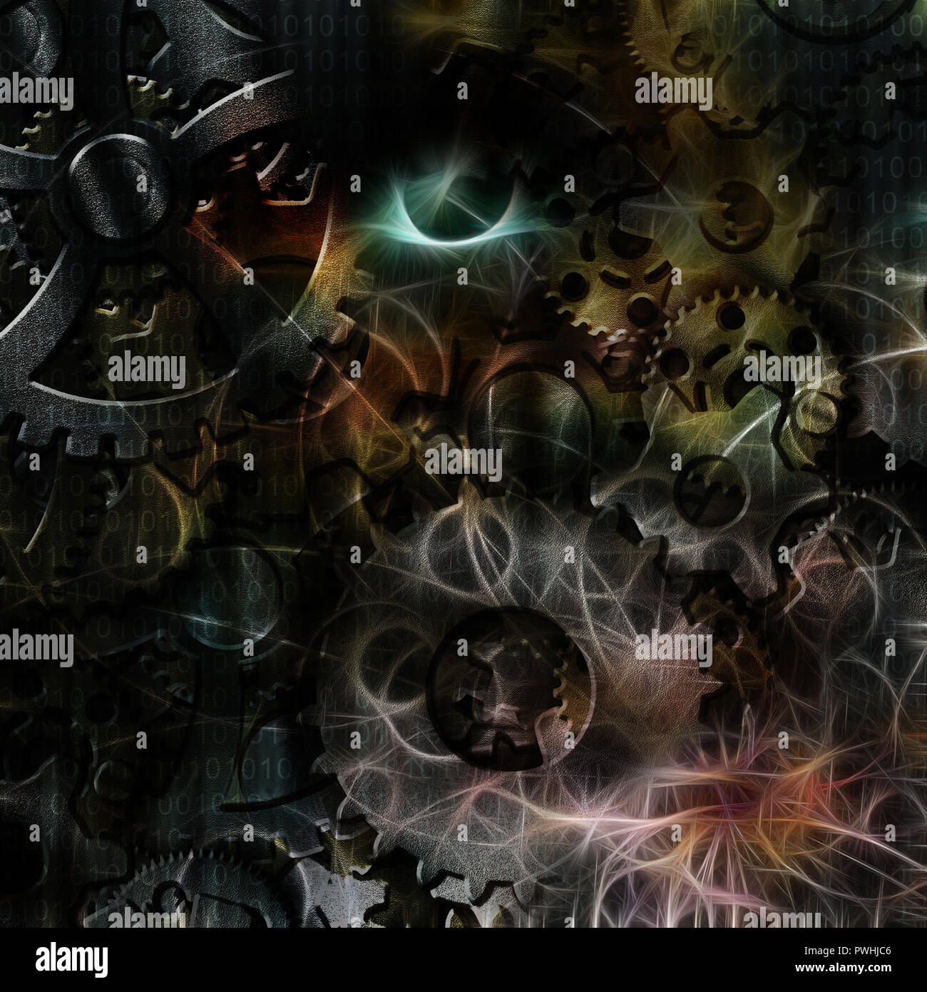 Machine binary and human like visage Stock Photo - Alamy