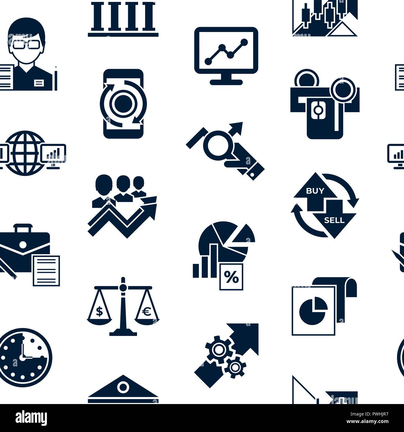 Digital vector financial trading simple icons set collection flat style ...
