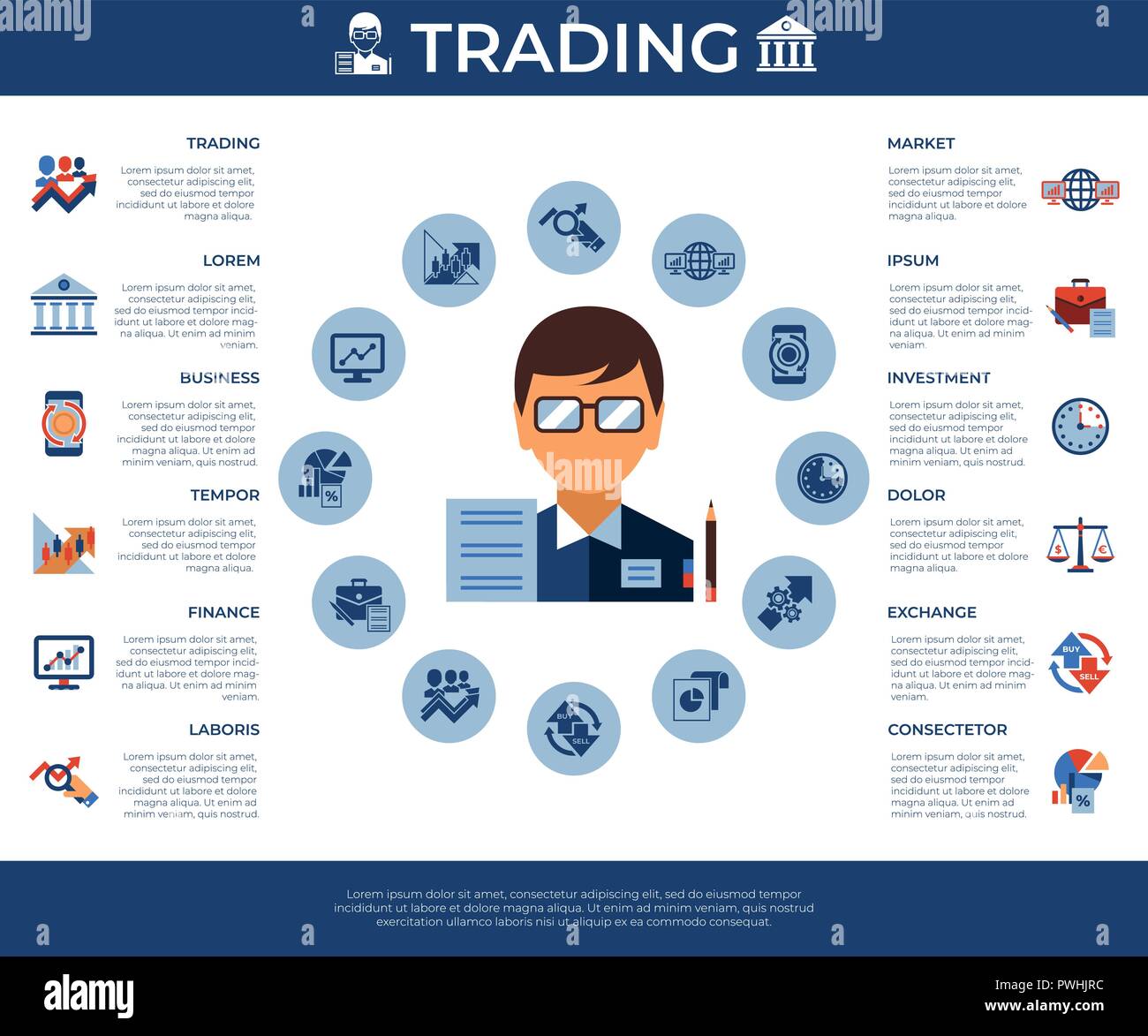 Digital vector financial trading market exchange simple icons set ...