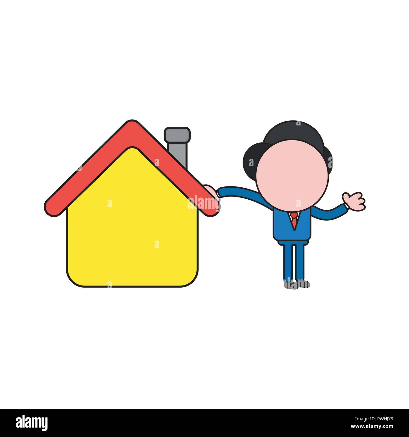 Vector Illustration Concept Of Businessman Character Leaning On House