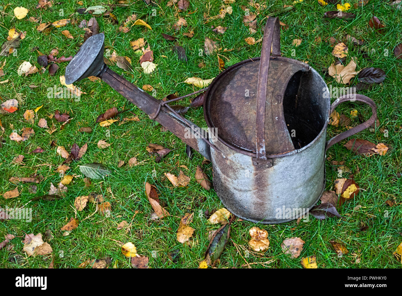 Rusty Metal Watering Can Stock Photo Alamy