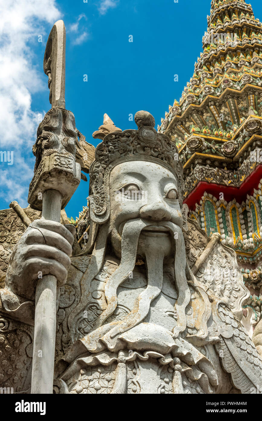 Chinese guardian figure, Wat Pho, Bangkok, Thailand Stock Photo