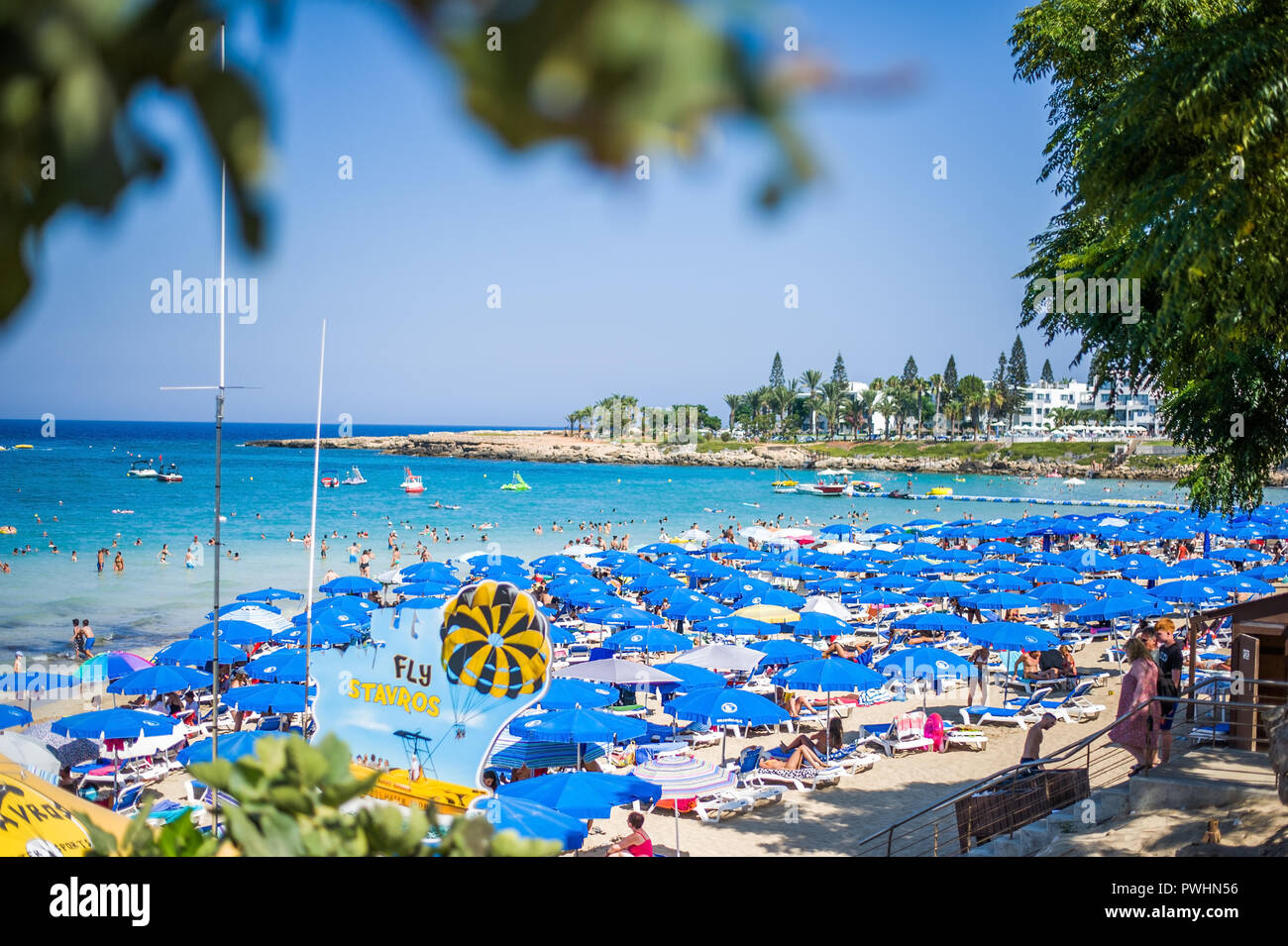 PROTARAS, CYPRUS - AUGUST 09, 2018: beautiful beaches of Protaras ...