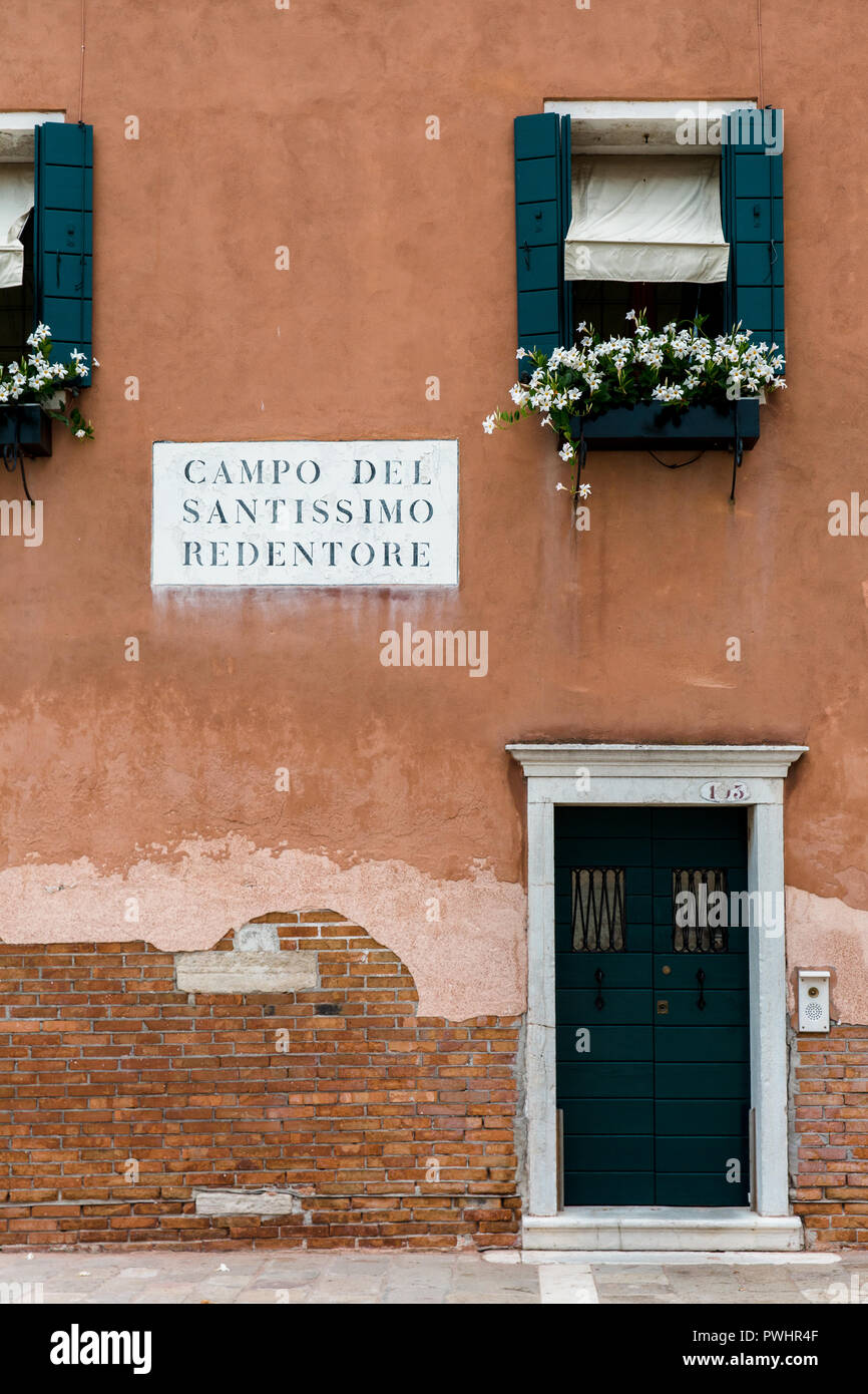 Traditional house front in Venice, Italy Stock Photo