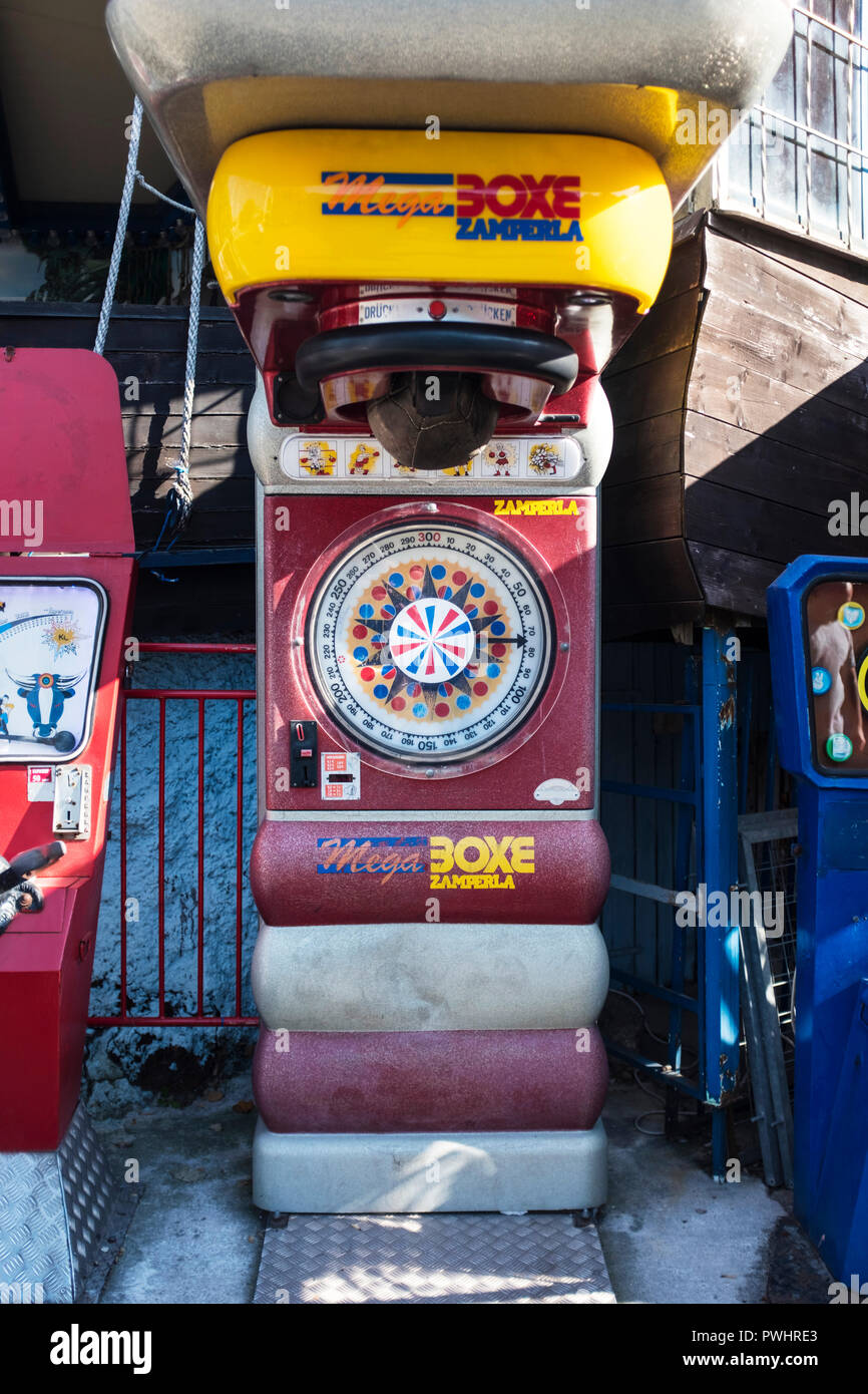 Punching machine in an amusement park Stock Photo - Alamy
