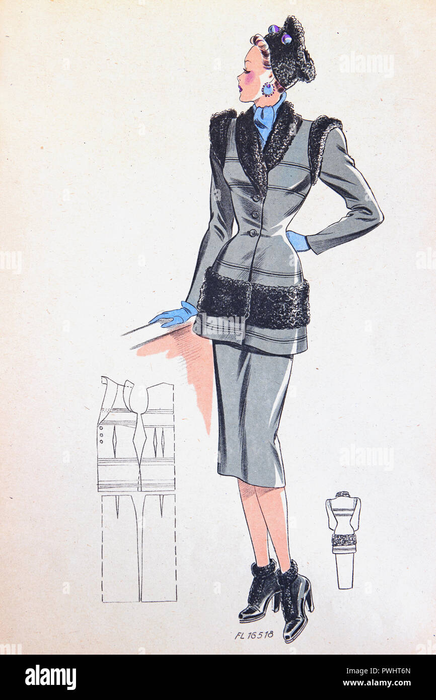 1940s fashion drawing hi-res stock photography and images - Alamy