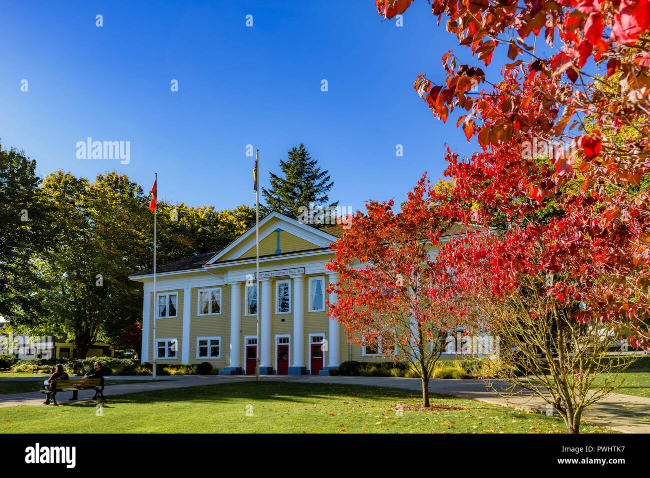 Fort Langley Community Hall, Fort Langley, British Columbia, Canada Stock Photo