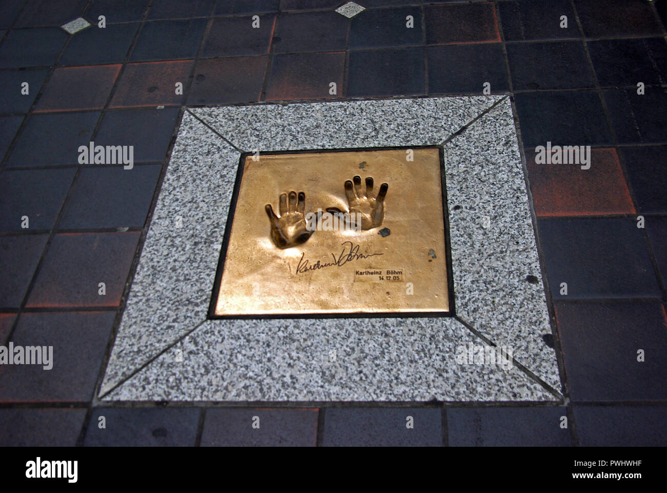 Bremen, Germany.Imprint of the hands of the conductor Karl Heinz Bohm in the town's center Stock Photo