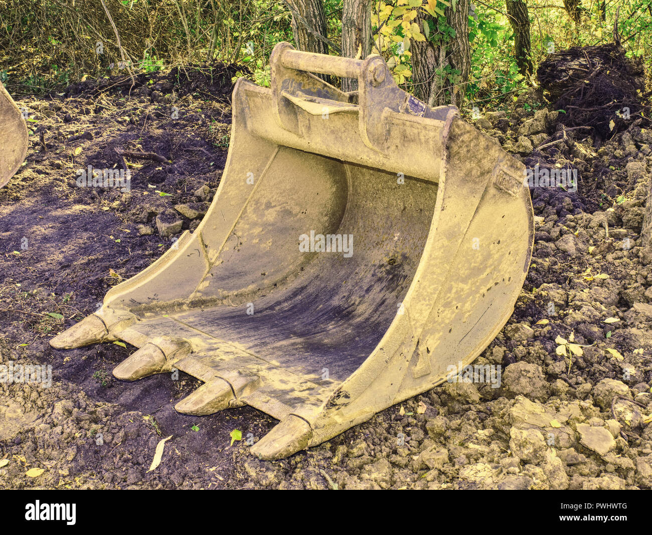 Digger excavator bucket bulldozer. Crawler excavator shovel