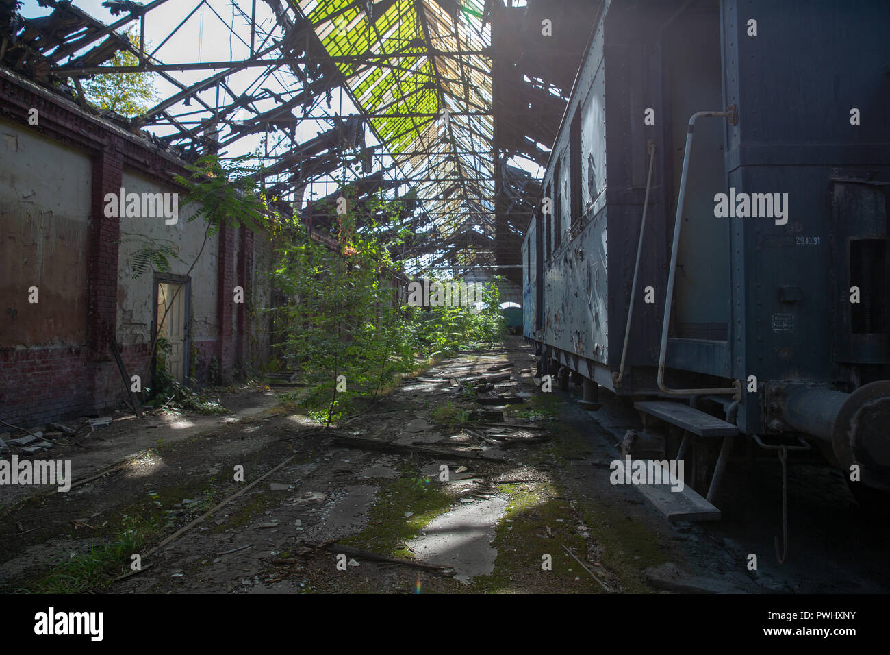 Abandoned train repair station in Budapest Hungary Stock Photo Alamy