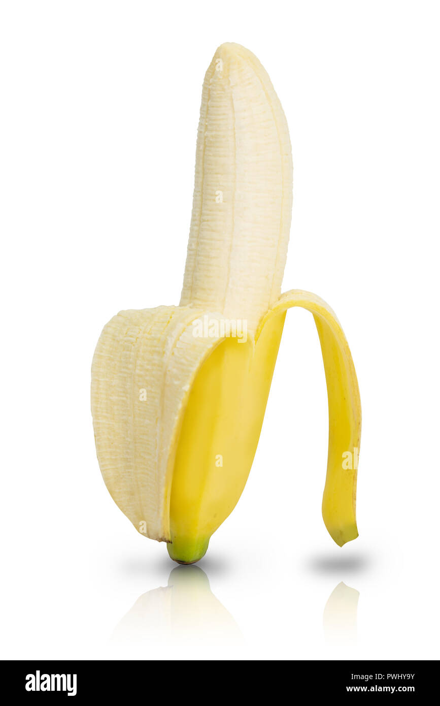 banana isolated on white background with clipping Path Stock Photo
