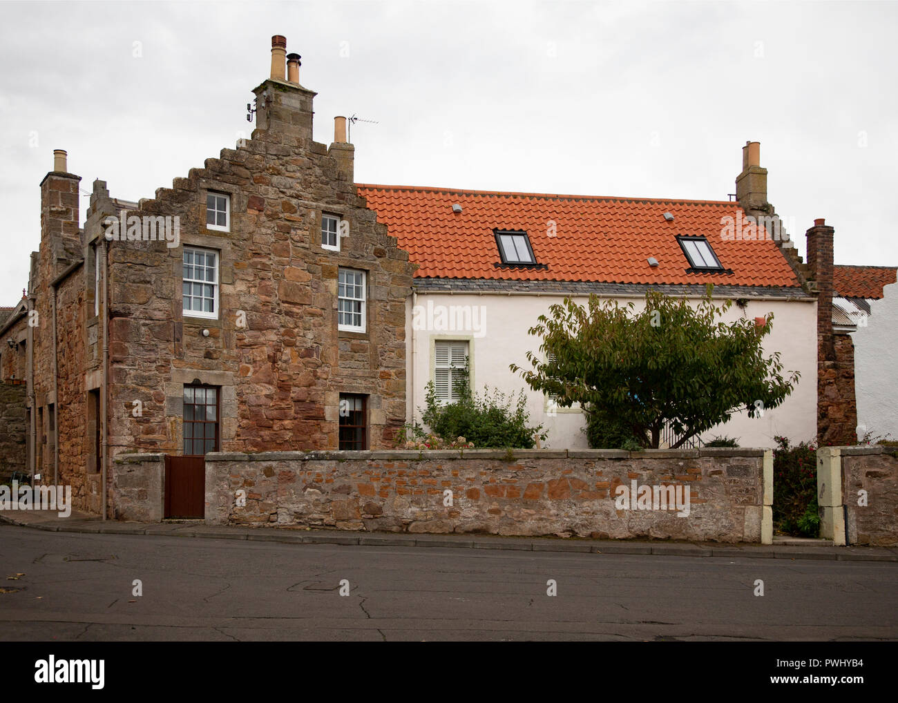 Typical gabled cottages in Crail on the coast of Fife in Scotland Stock Photo Alamy