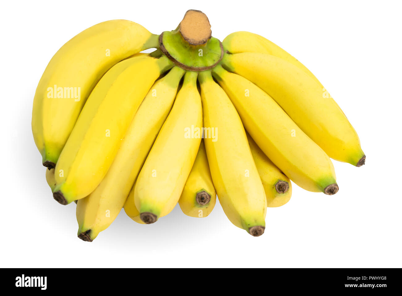 Bunch of bananas isolated on white background with clipping Path Stock Photo