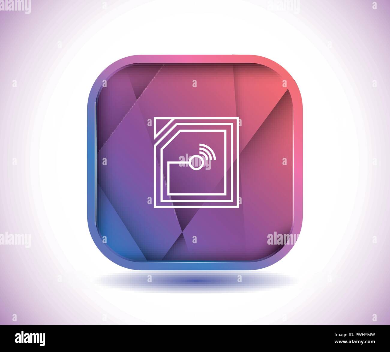 RFID symbols on purple square button Stock Vector