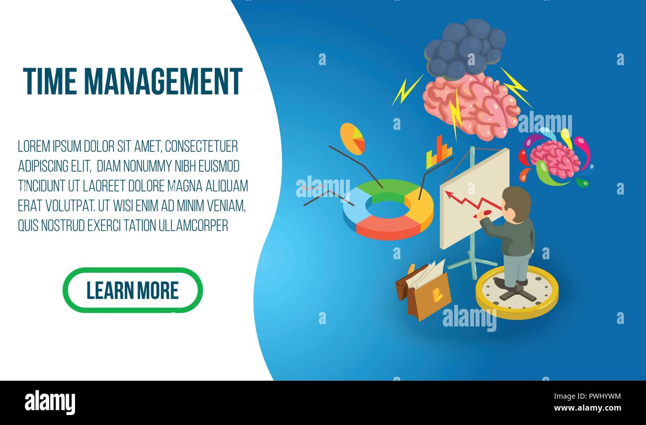 Time management concept banner, isometric style Stock Vector Image ...