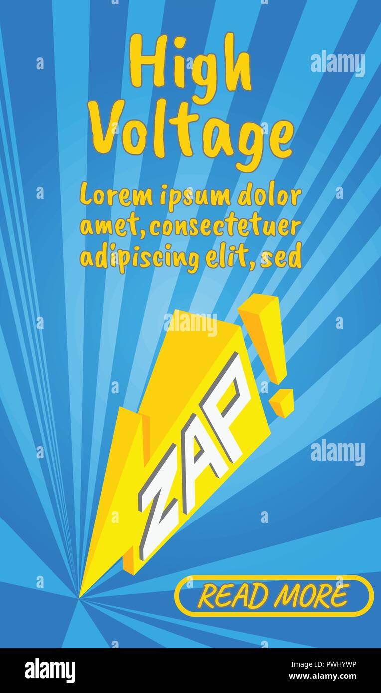 High voltage concept banner, comics isometric style Stock Vector Image ...