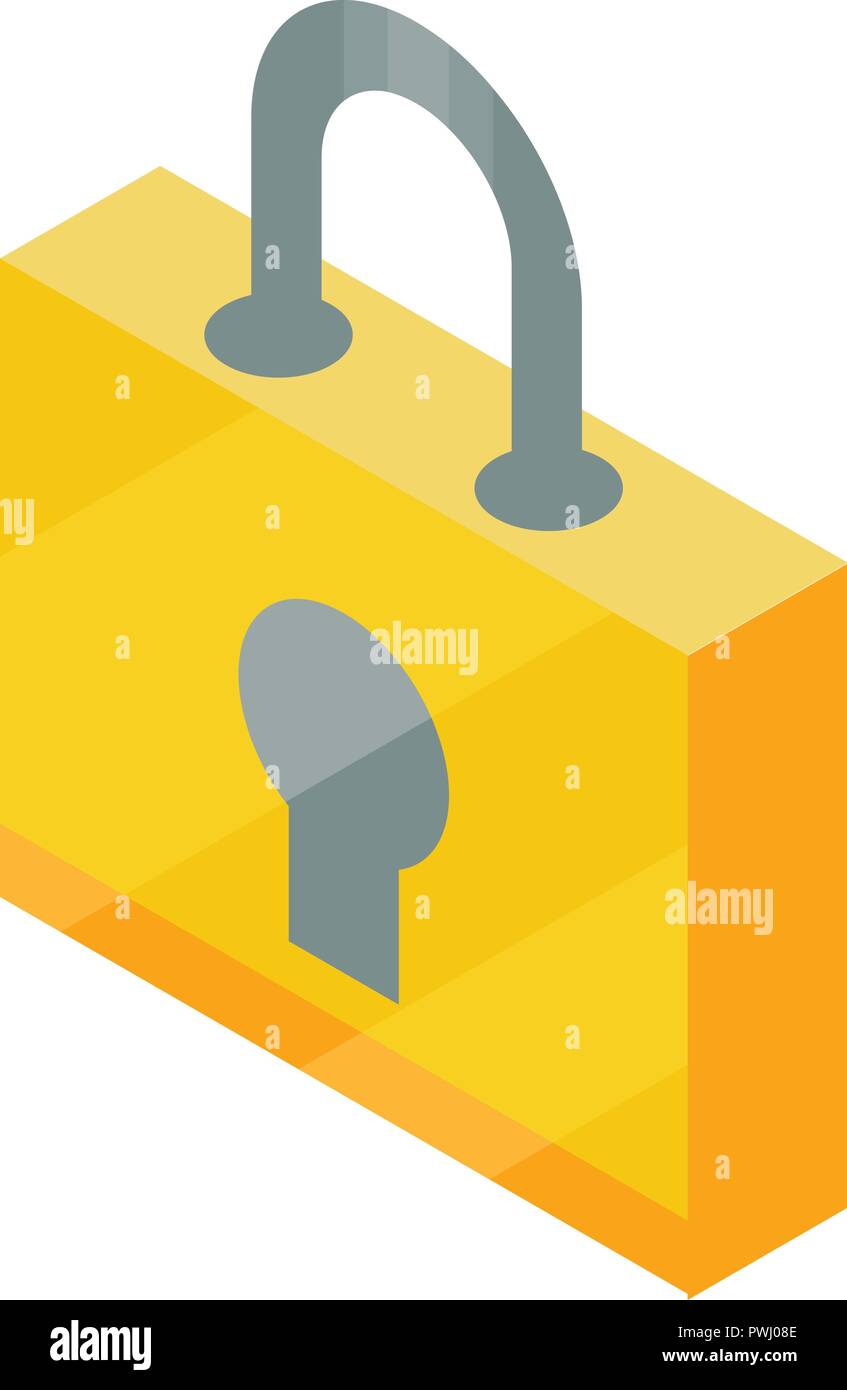 Yellow padlock icon, isometric style Stock Vector