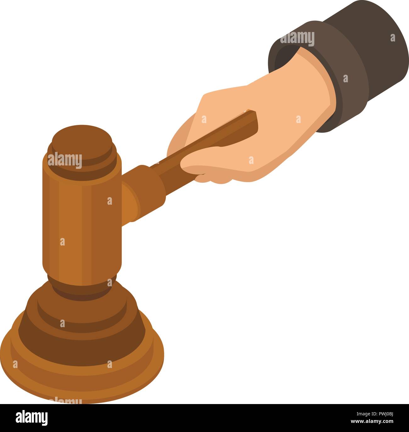 Judge hammer hand icon, isometric style Stock Vector
